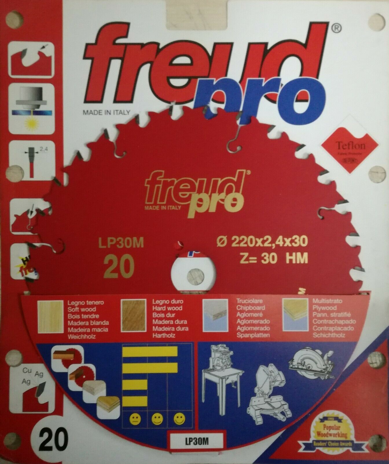 DISCO PER LEGNO FREUD d.220 FORO 30 denti 30 LAMA PER TRONCATRICE SEGA CIRCOLARE